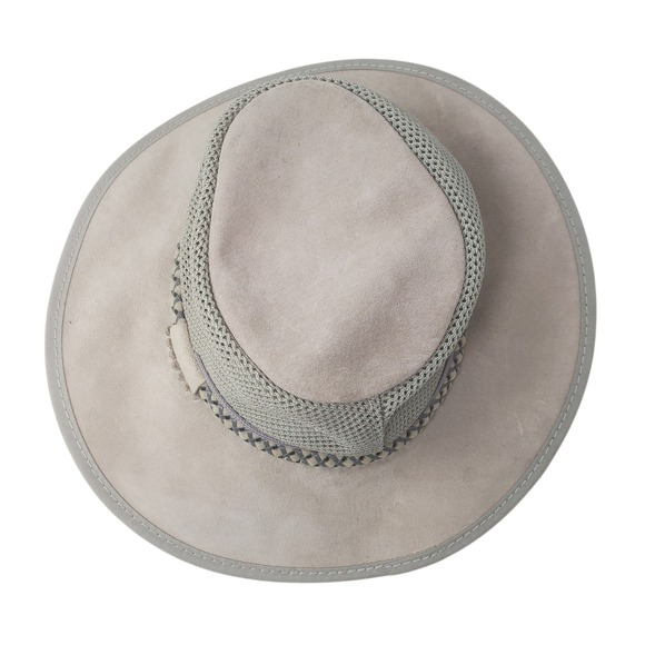 Monterey Bay Breeze Gray Suede Mesh Outback Hat USA Waterproof Leather Sz Small - Picture 4 of 11